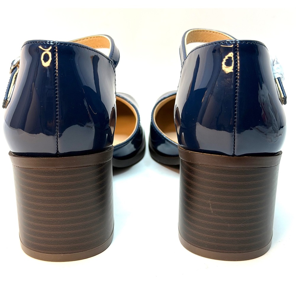 Journee Collection Women Evangeline Block Heel Square Toe Pumps Navy sir 7M NWT - Picture 8 of 11